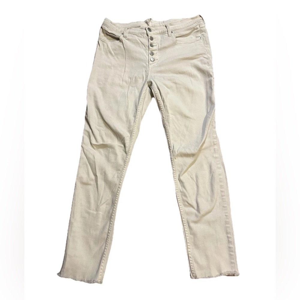 Free People Jeans Womens 30 White Ankle Crop Raw Hem Button Fly Minor Pulls
